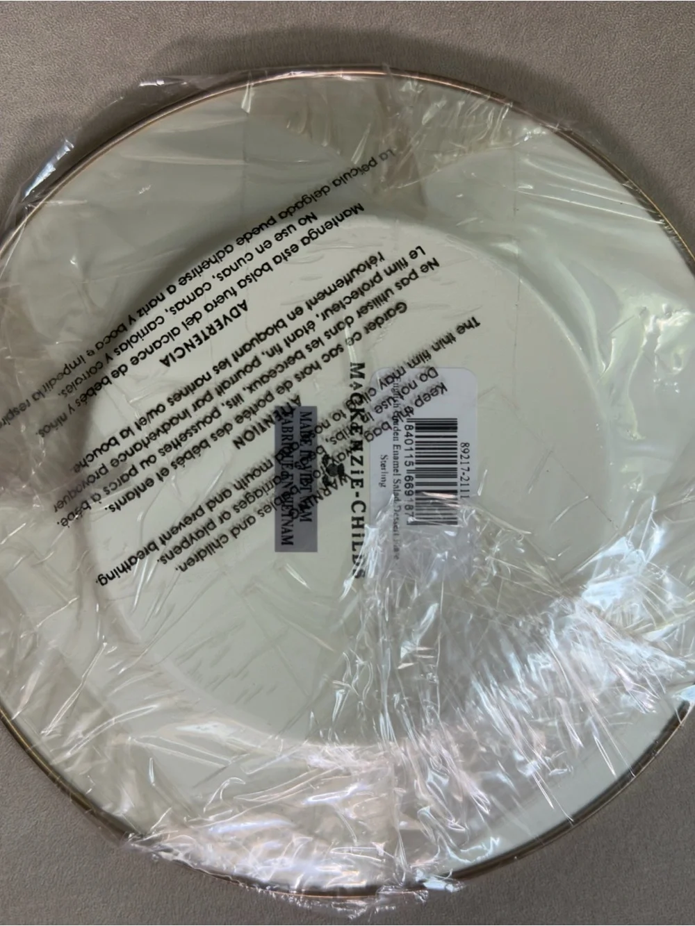NWT MacKenzie-Childs Sterling English Garden Enamel Salad Dessert Plate